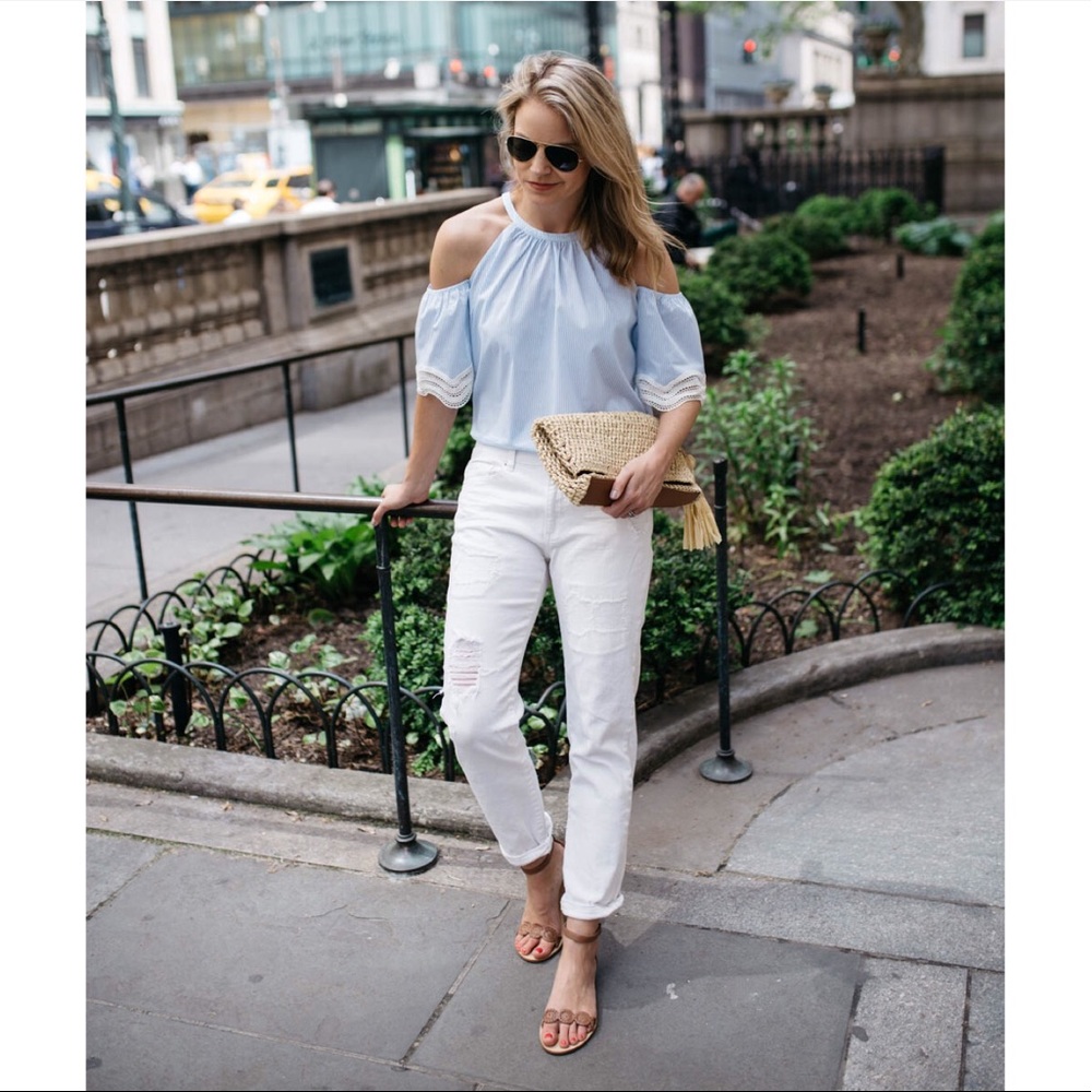 Striped Cold-Shoulder Blouse